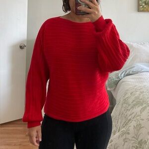Vibrant Red Women's Crew Neck Sweater